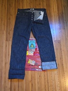 Naked & Famous Denim Straight Greencast size 36 True Guy Fit